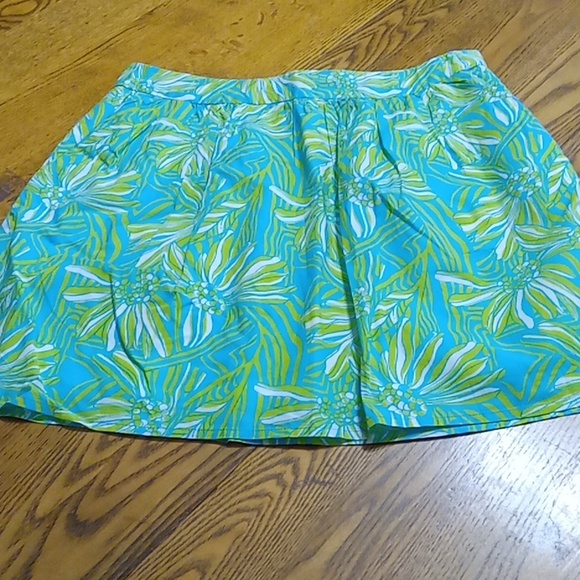 LILLY PULITZER Womens 4 FLORAL SKIRT Used Preowned COTTON FLOWERS Summer Seaweed - Picture 2 of 10